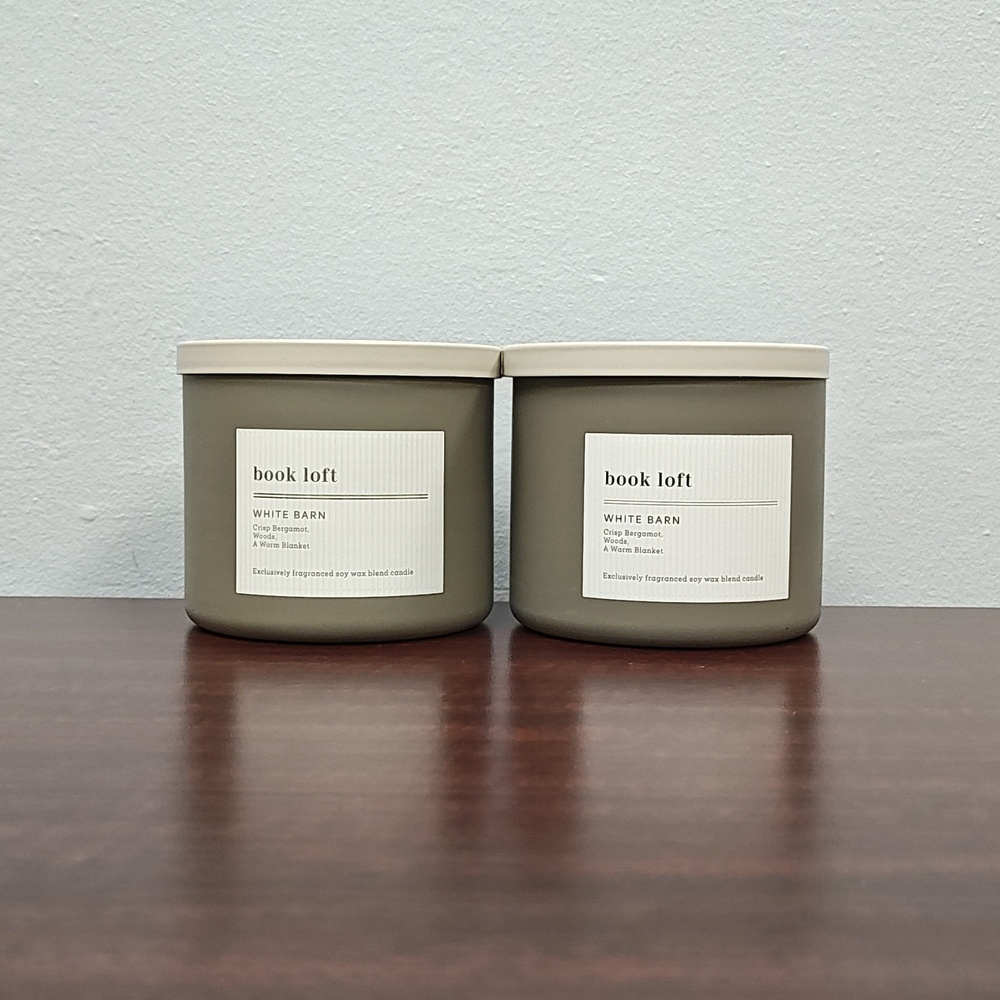 Bath & Body Works White Barn "BOOK LOFT" 3-Wick Candles - Set of 2